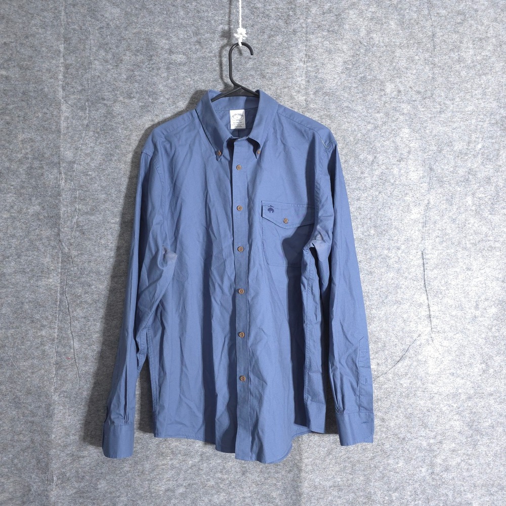 Brooks Brothers Regent Fit Men's L Blue Cotton Long Sleeve Button-Down Shirt